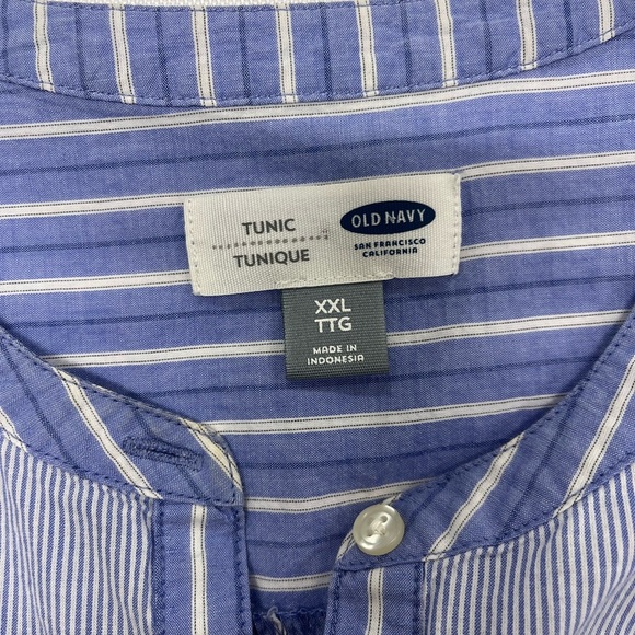 Old Navy Blue & White Striped Poplin Popover Tunic Shirt  Plus size Women XXL - Picture 7 of 12